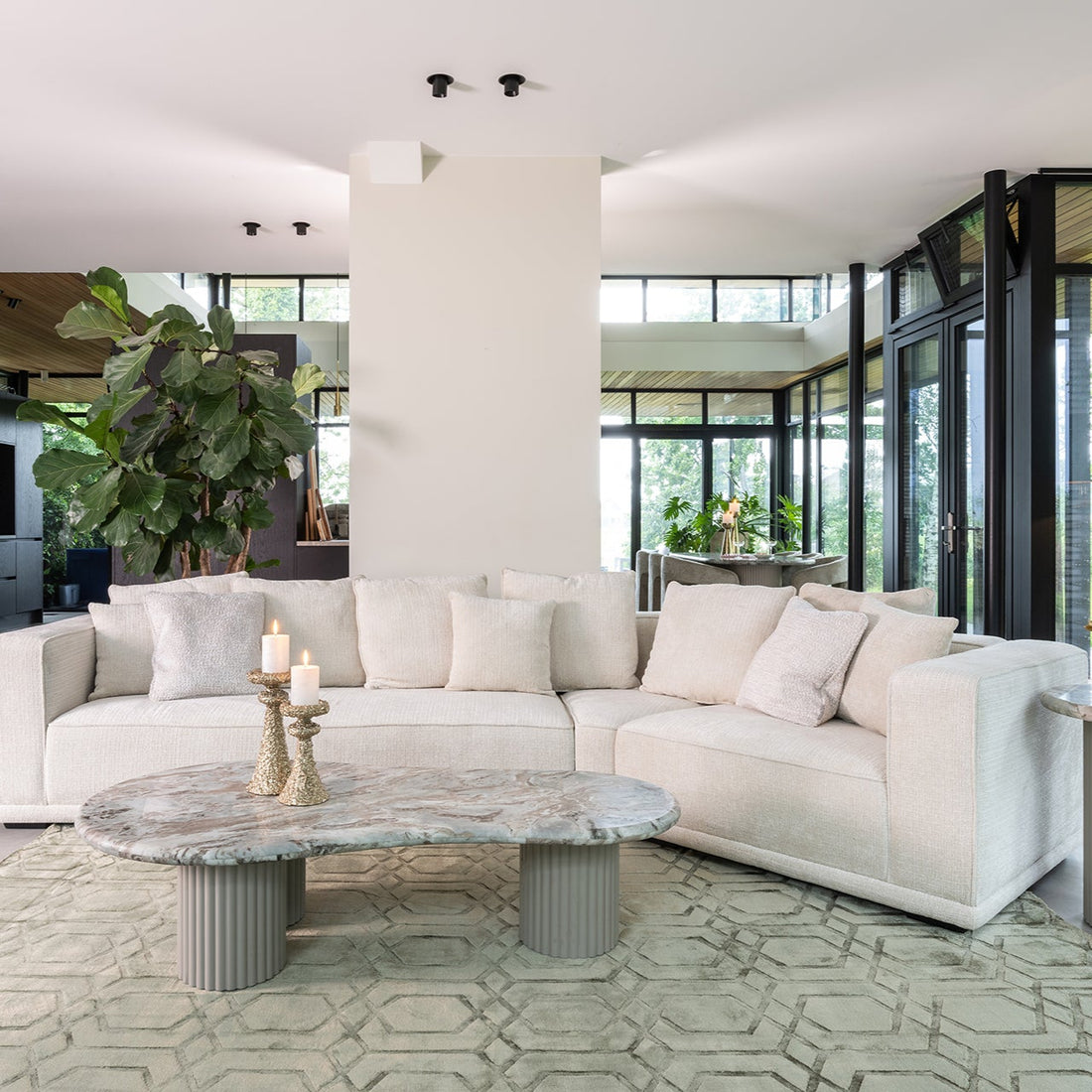 Richmond Interiors - Sofa Lusso 4-Sitzer beige Chenille 4-Sitzer Sofa Richmond Interiors