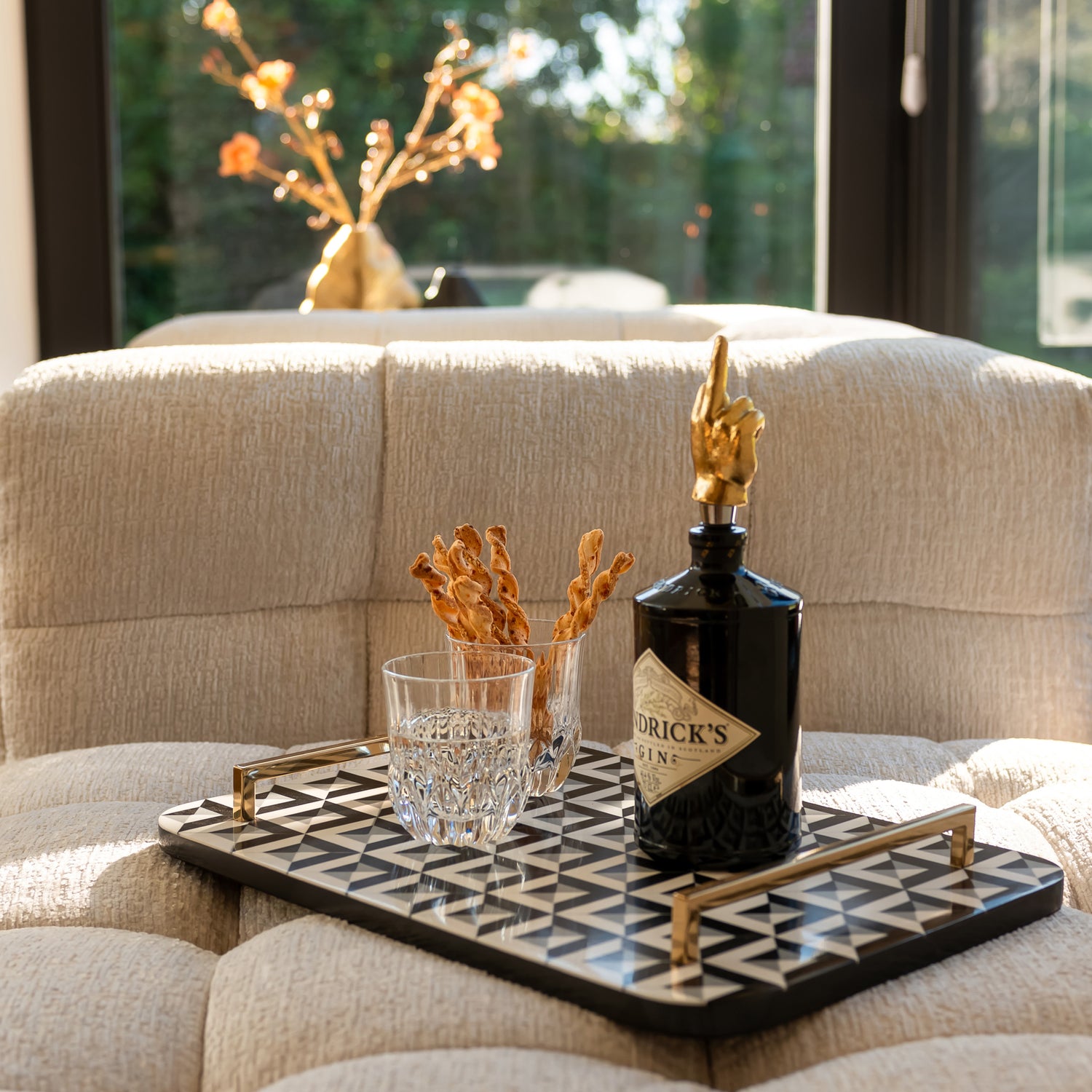 Richmond Interiors Tablett Birte black/white