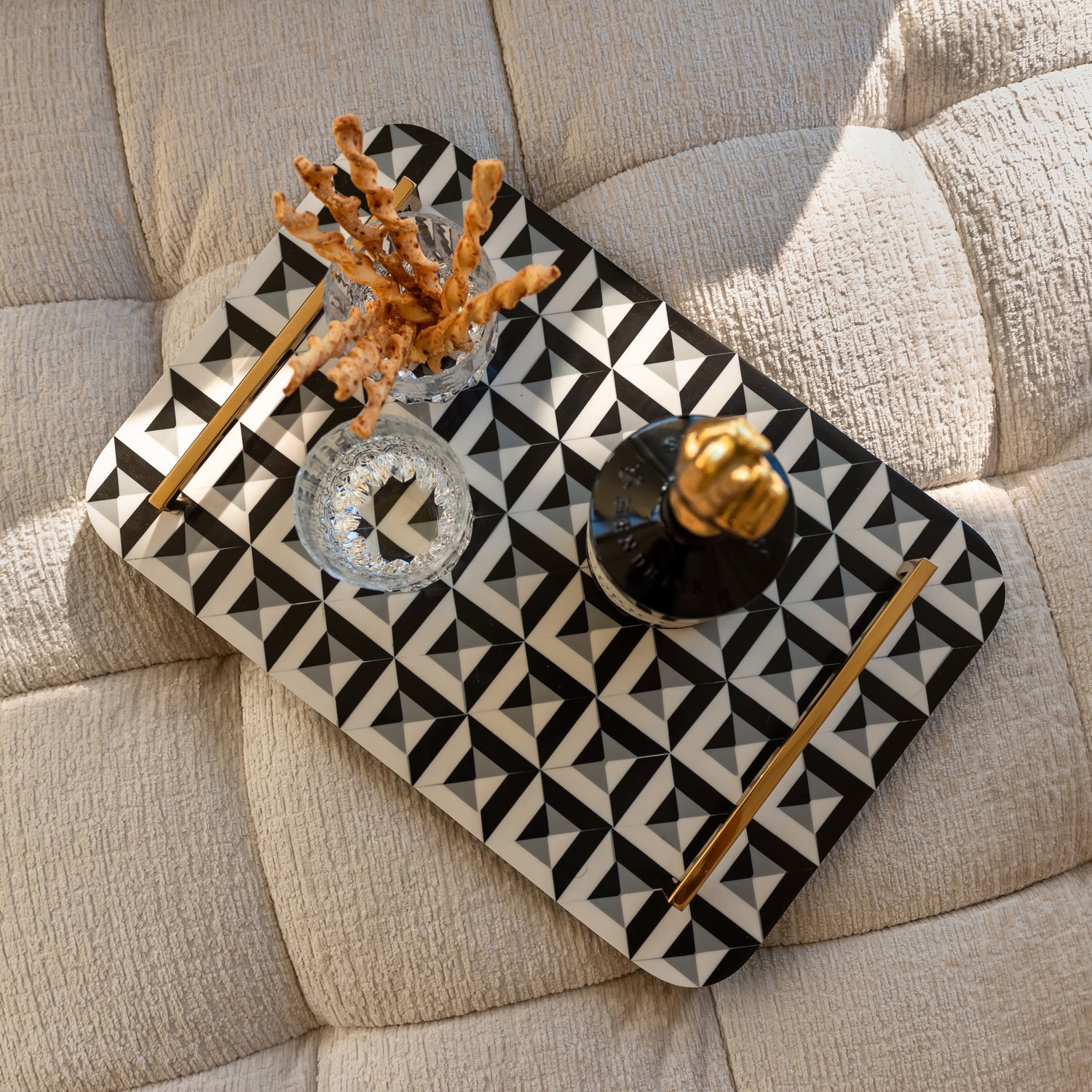 Richmond Interiors Tablett Birte black/white