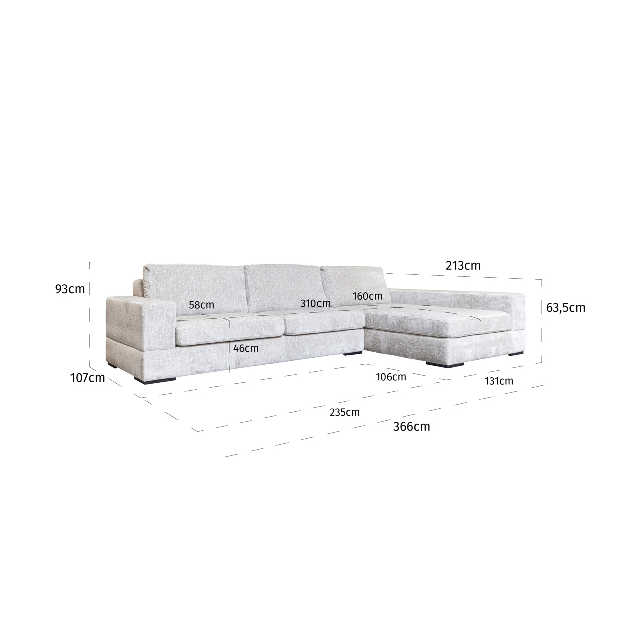 Richmond Interiors Sofa Pasha pearl island 3-seater + lounge right fully upholstered Sofa Richmond Interiors