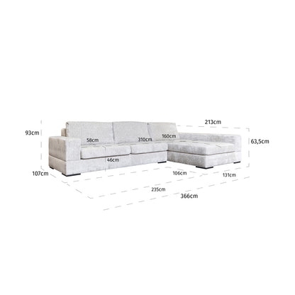 Richmond Interiors Sofa Pasha pearl island 3-seater + lounge right fully upholstered Sofa Richmond Interiors