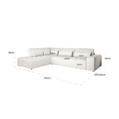 Richmond Interiors Sofa Lund cream fusion 3-seater + ottoman left Sofa Richmond Interiors