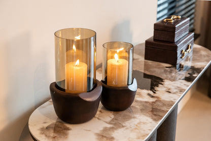 Richmond Interiors Windlicht Sloane walnut large Windlicht Richmond Interiors
