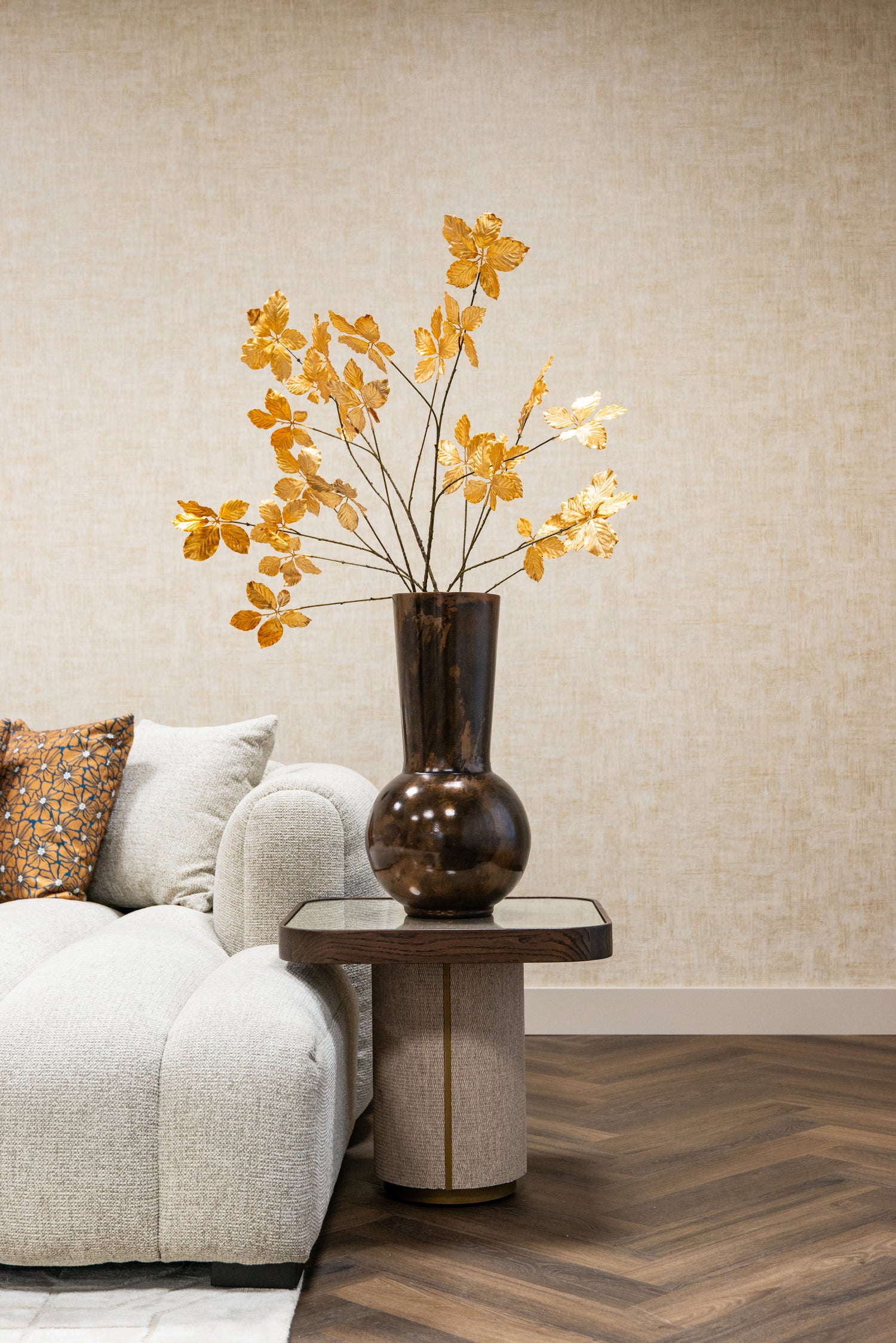 Richmond Interiors Beistelltisch Willox beige including glass Beistelltisch Richmond Interiors