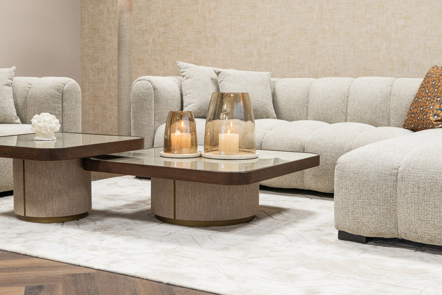 Richmond Interiors Couchtisch Willox beige including glass (Set of 2) Couchtisch Richmond Interiors