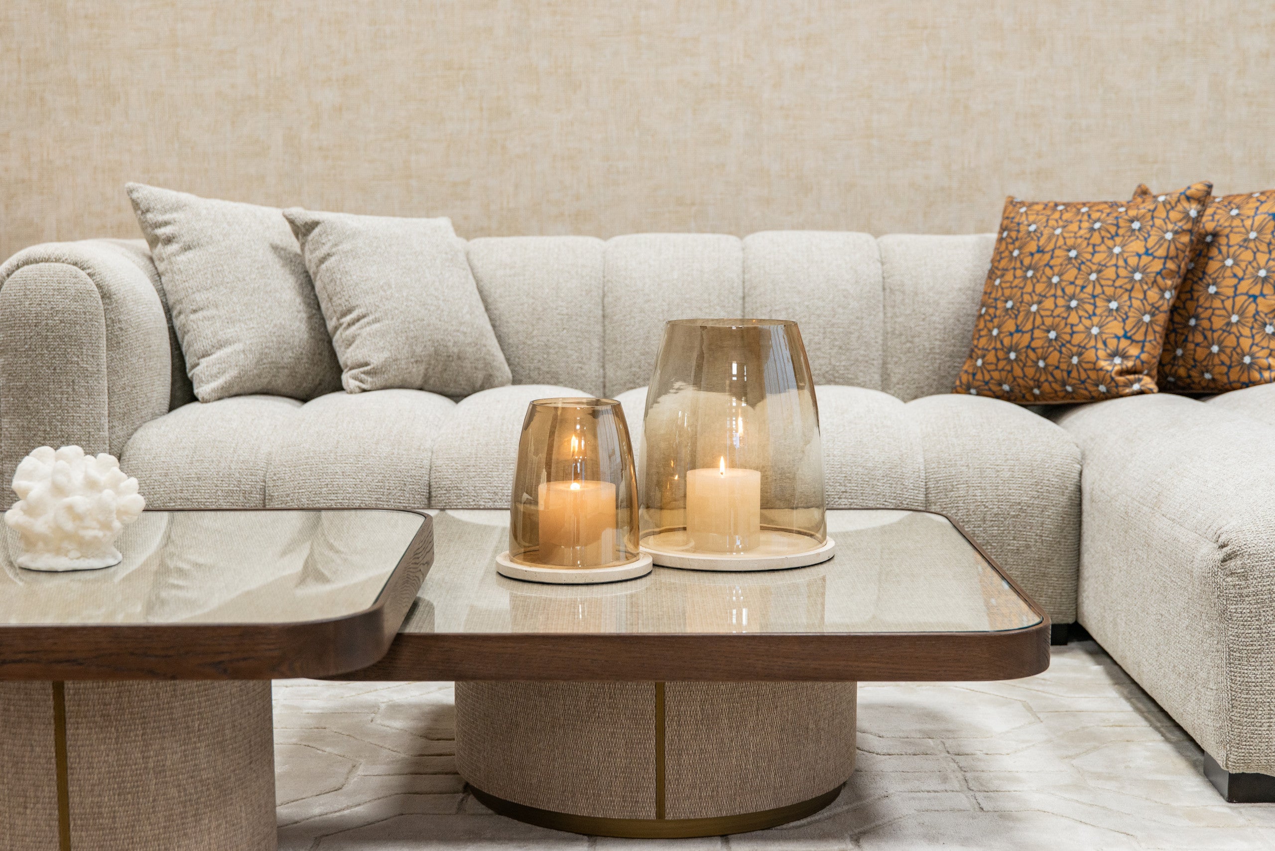 Richmond Interiors Couchtisch Willox beige including glass (Set of 2) Couchtisch Richmond Interiors