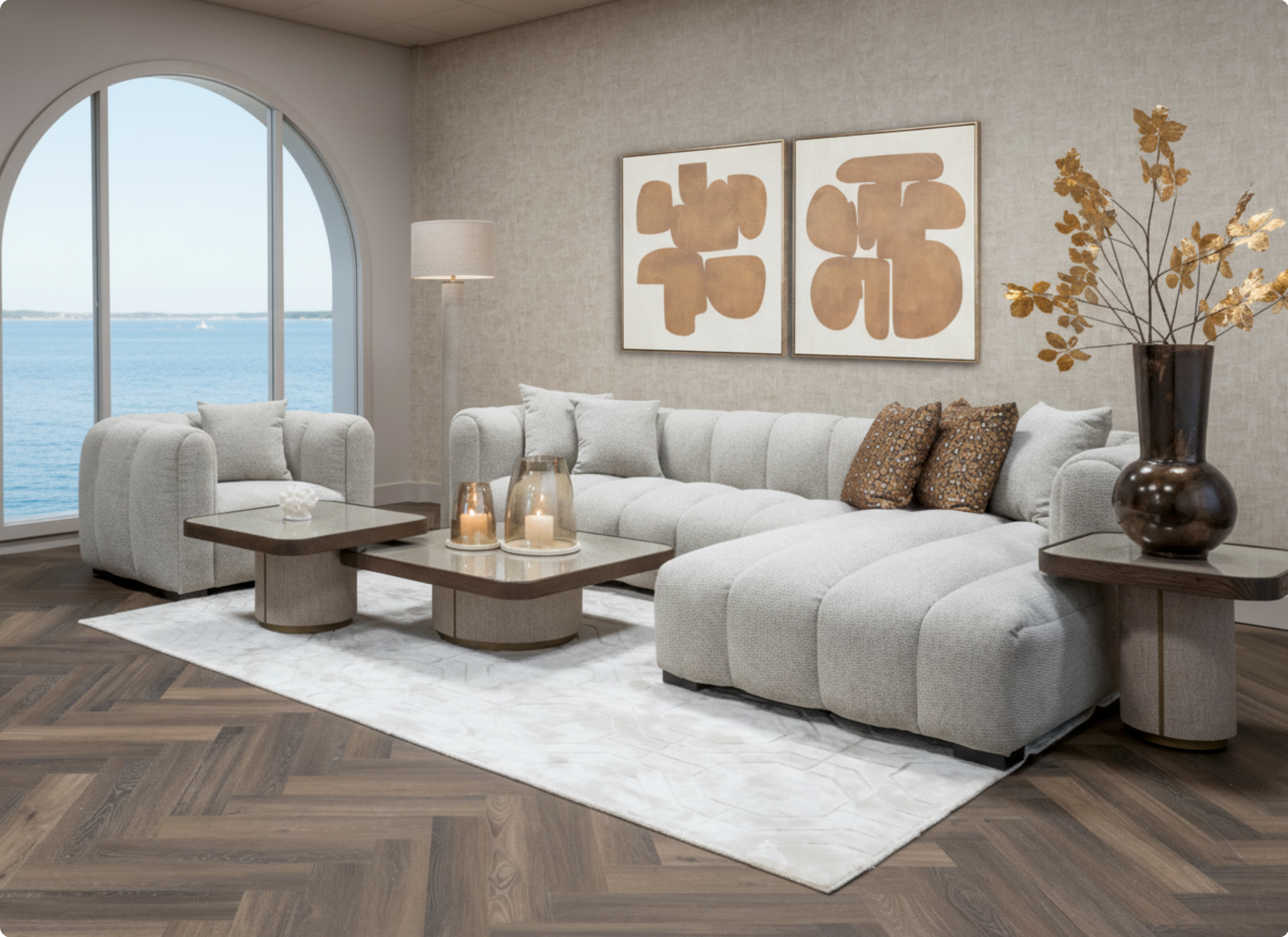 Richmond Interiors Couchtisch Willox beige including glass (Set of 2) Couchtisch Richmond Interiors