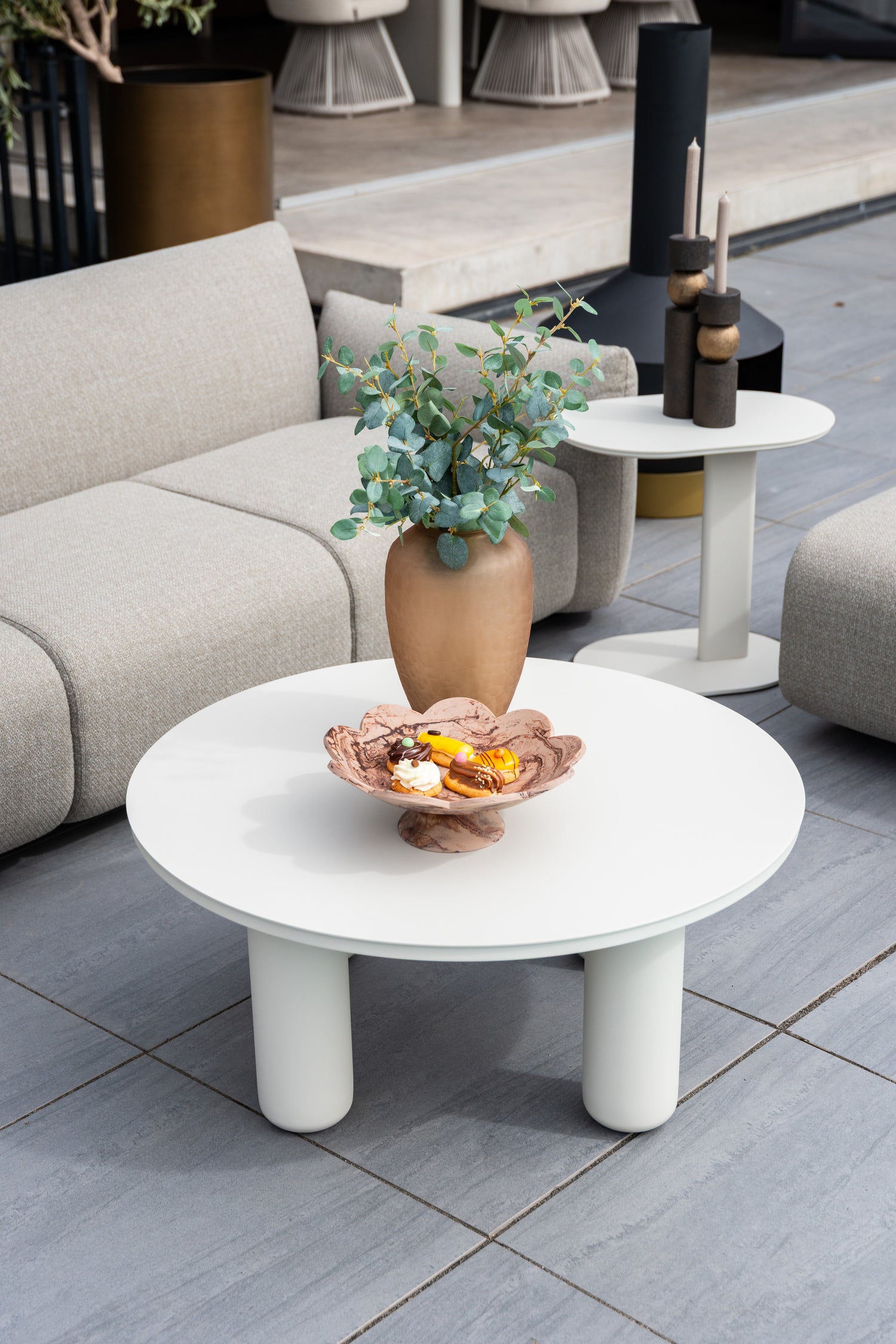 Richmond Interiors Gartencouchtisch Quinn light beige 86Ø Richmond Interiors