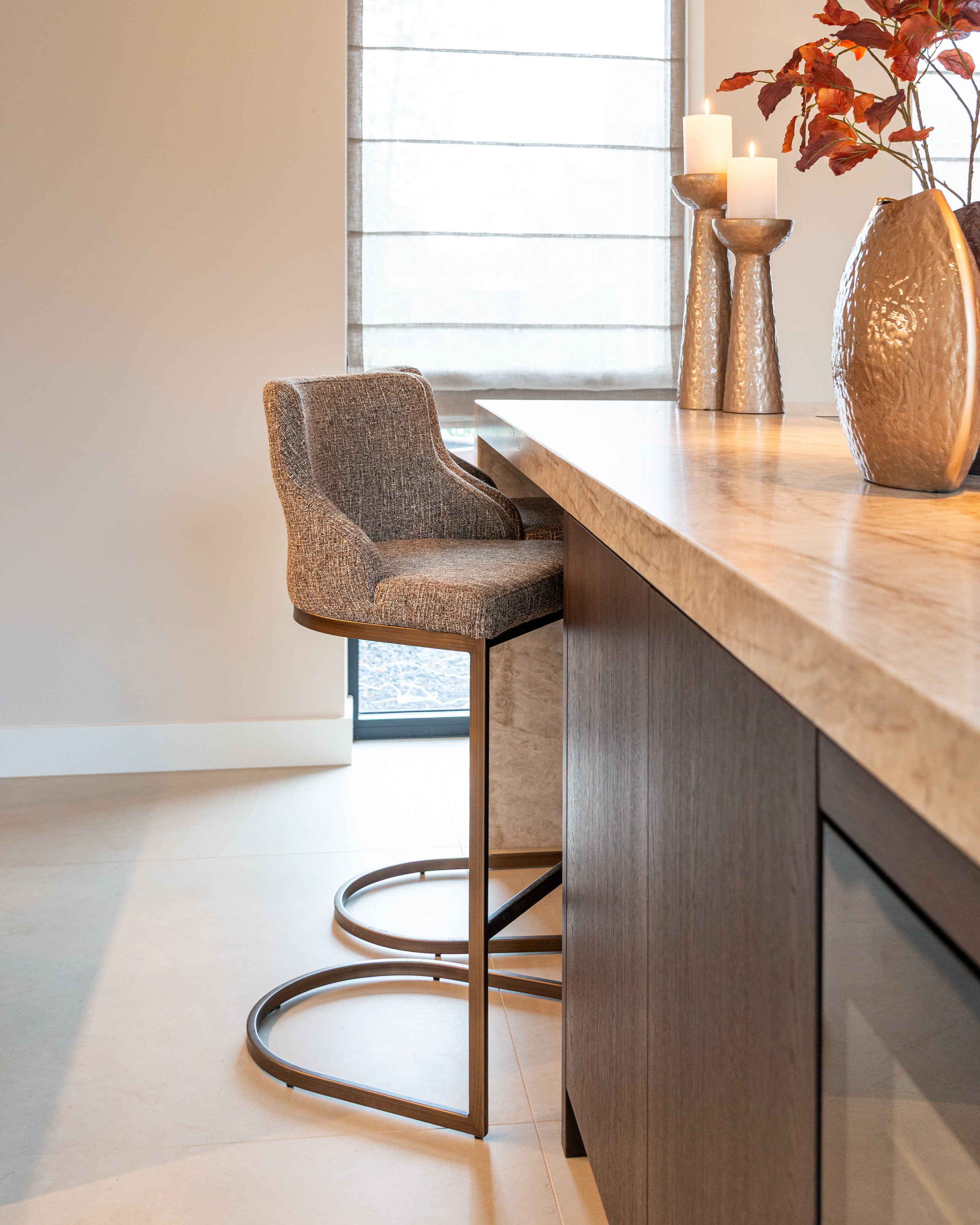 Richmond Interiors Tabouret de bar Bolton tweed brun (Ensemble de 2)