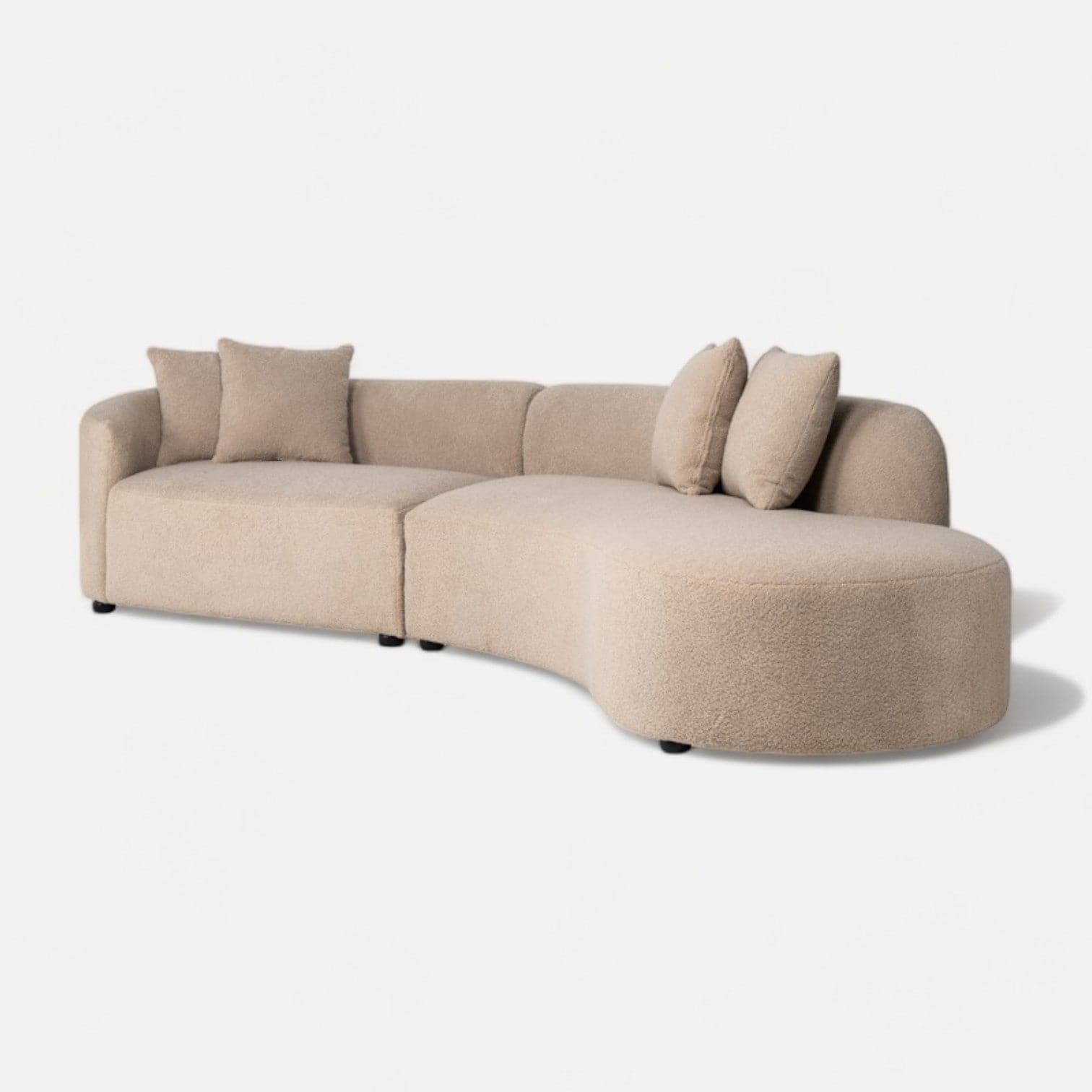 Richmond Interiors - Couch Grayson Ottomane rechtes Modul - sand furry 3-Sitzer Sofa HOMKA living