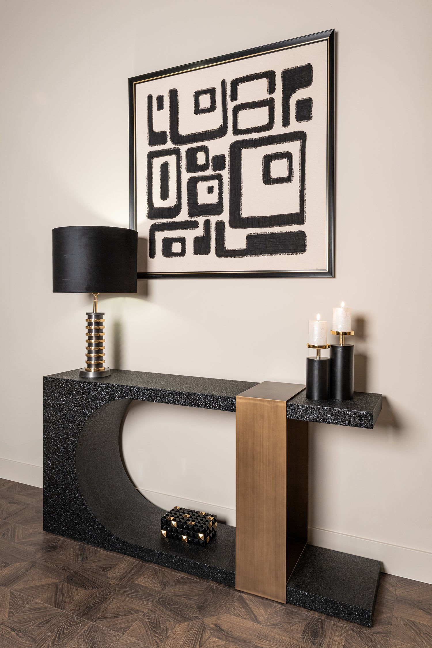 Richmond Interiors Konsolentisch Bazel (Black/gold) Konsolentisch Richmond Interiors