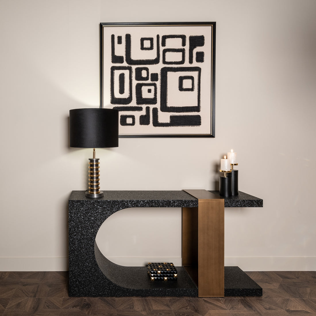 Richmond Interiors Konsolentisch Bazel (Black/gold) Konsolentisch Richmond Interiors