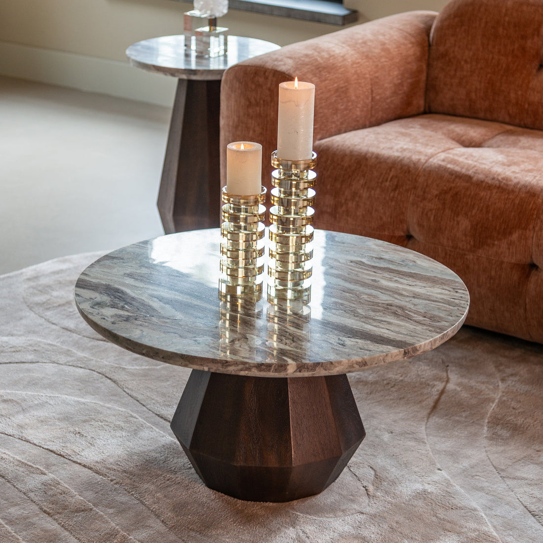 Richmond Interiors Couchtisch Oberoy – Ø80 cm (Brown) Couchtisch rund Richmond Interiors