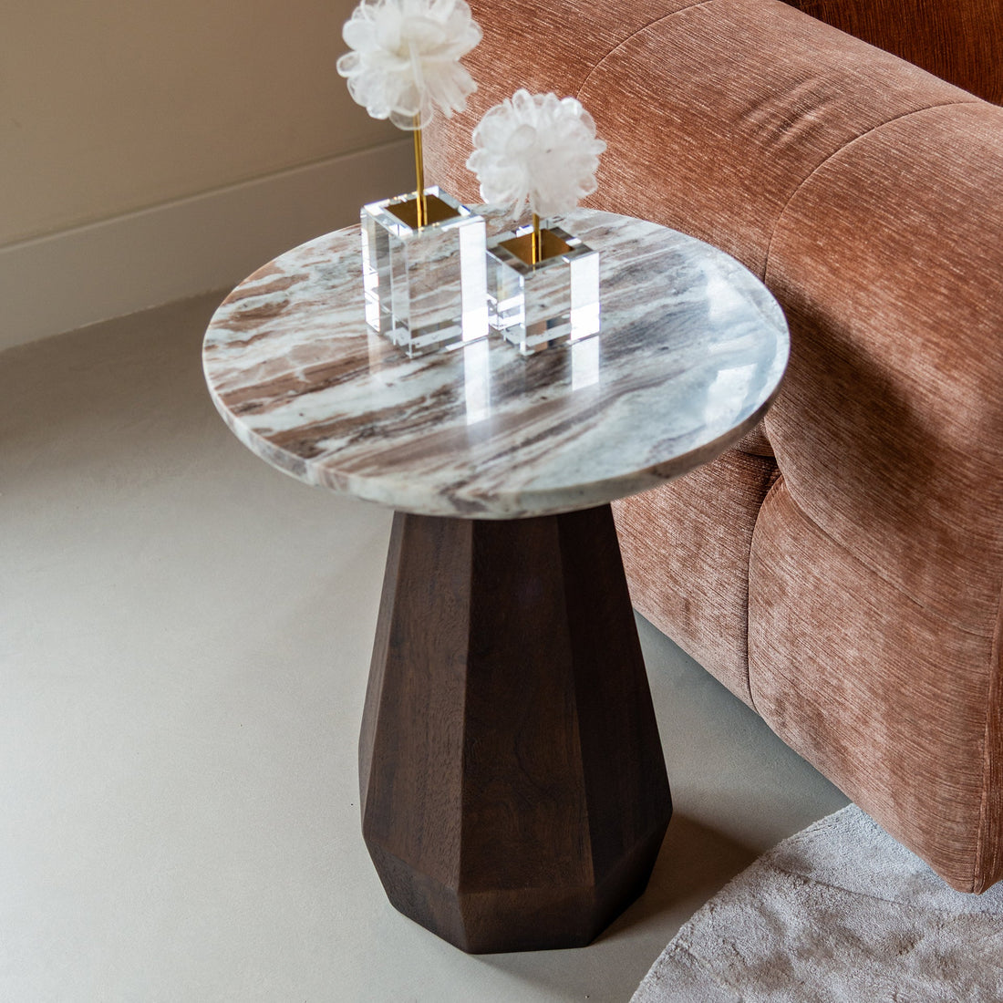 Richmond Interiors Beistelltisch Oberoy – Ø45 cm (Brown) Beistelltisch rund Richmond Interiors