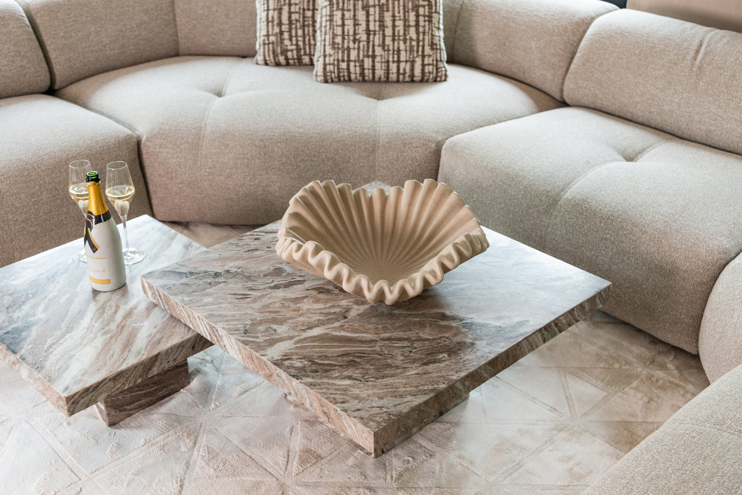 Richmond Interiors Couchtisch Rashford Blush beige (Set of 2)