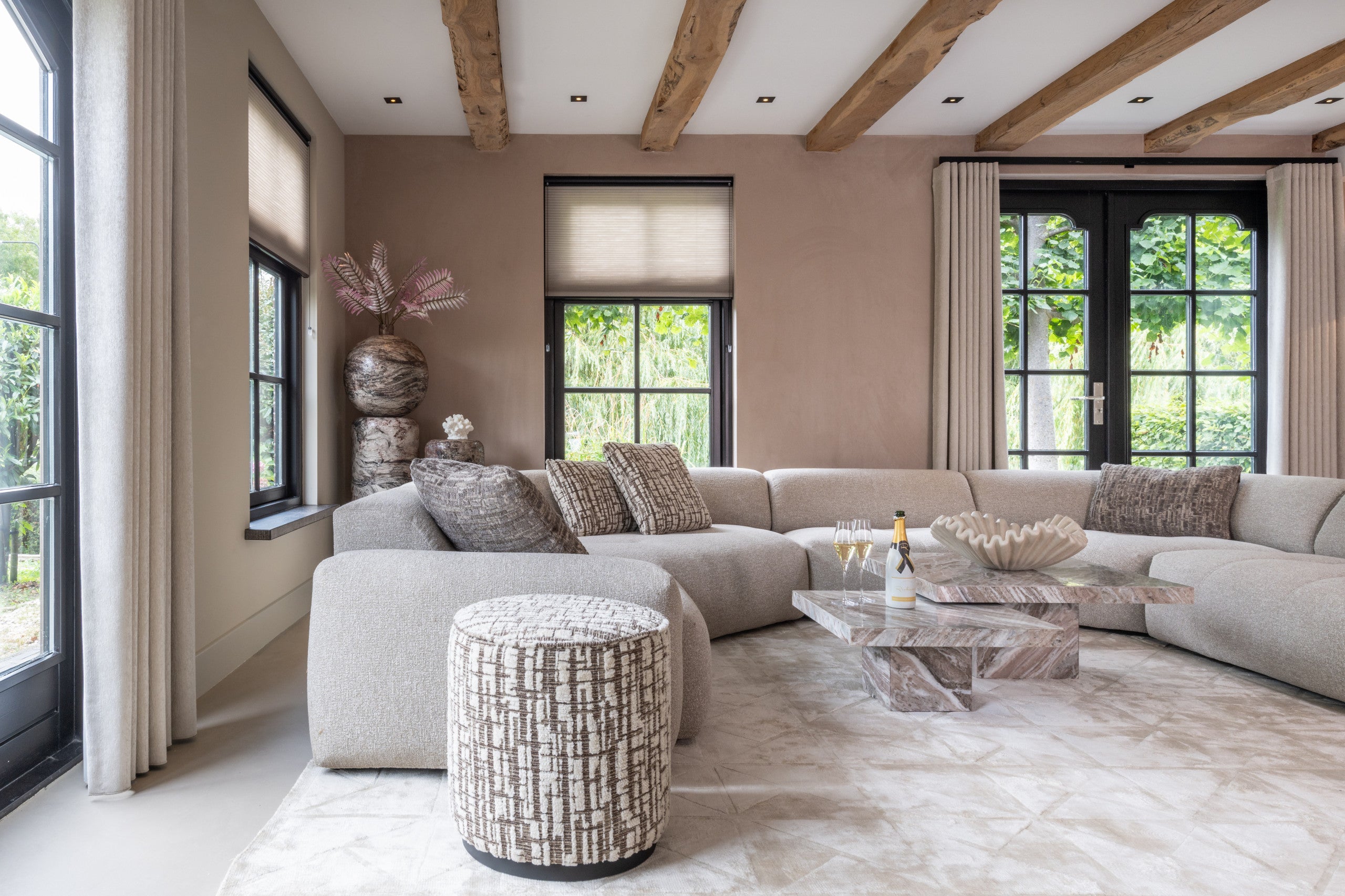 Richmond Interiors Hocker &amp; Fußbank Lexie cream 45Ø Hocker &amp; Fußbank Richmond Interiors