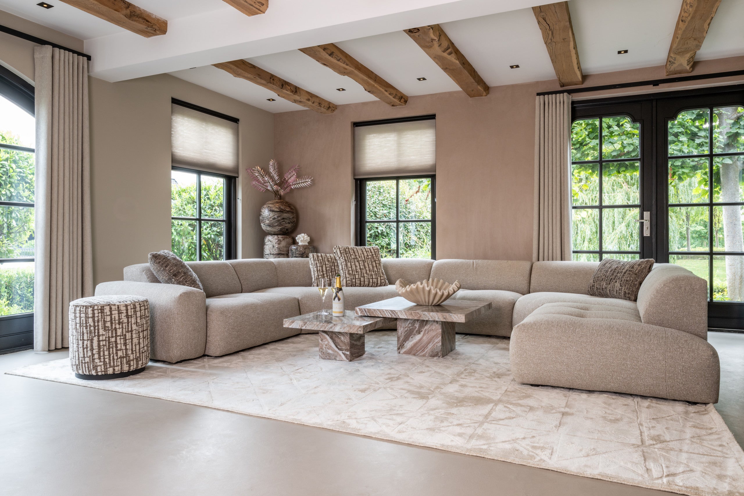 Richmond Interiors Hocker &amp; Fußbank Lexie cream 45Ø Hocker &amp; Fußbank Richmond Interiors
