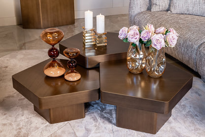 Richmond Interiors Couchtisch Hexa Set von 3 (Brushed Gold) 3er-Set Couchtisch Richmond Interiors