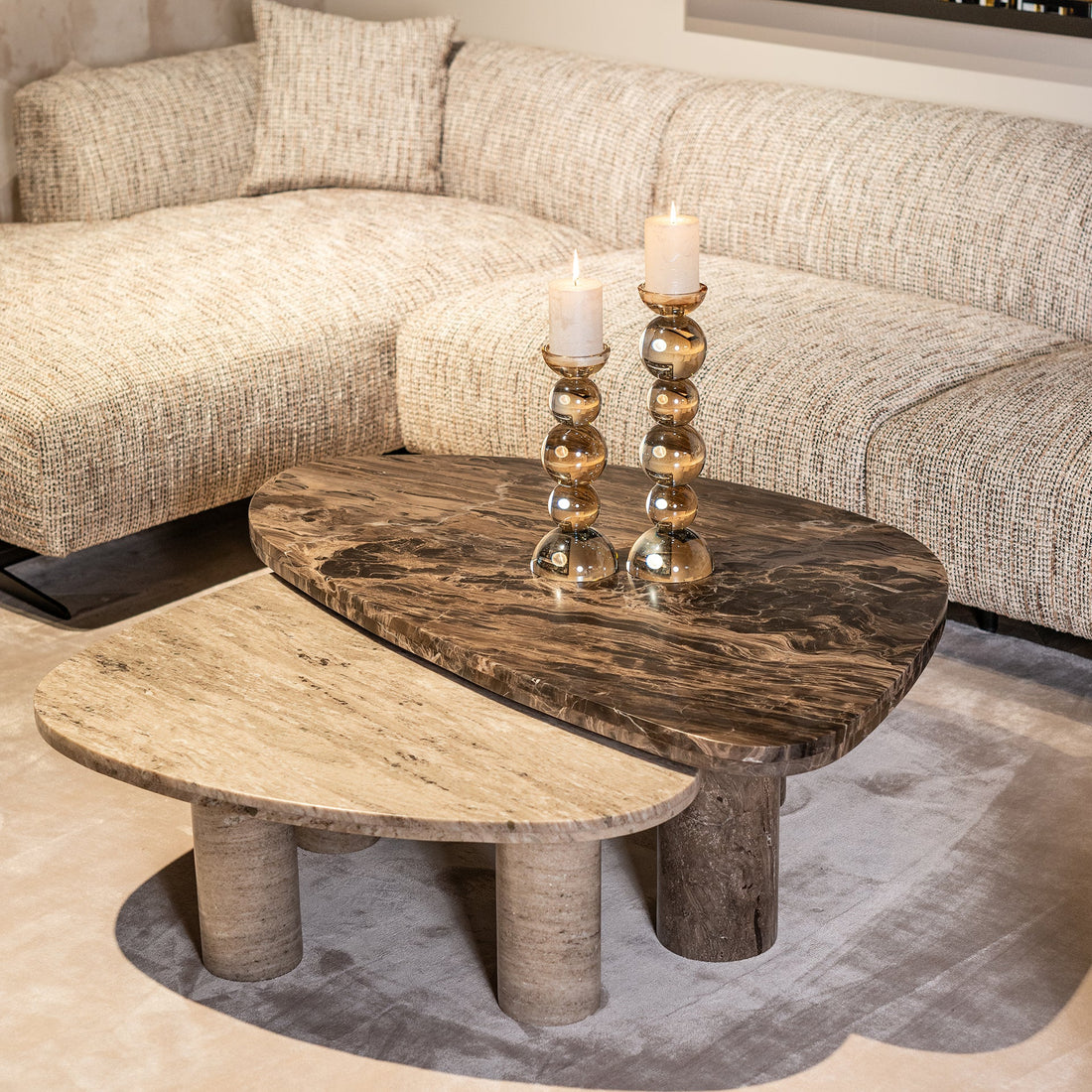 Richmond Interiors Couchtisch Nazario 2er-Set (Brown) Couchtisch-Set Richmond Interiors