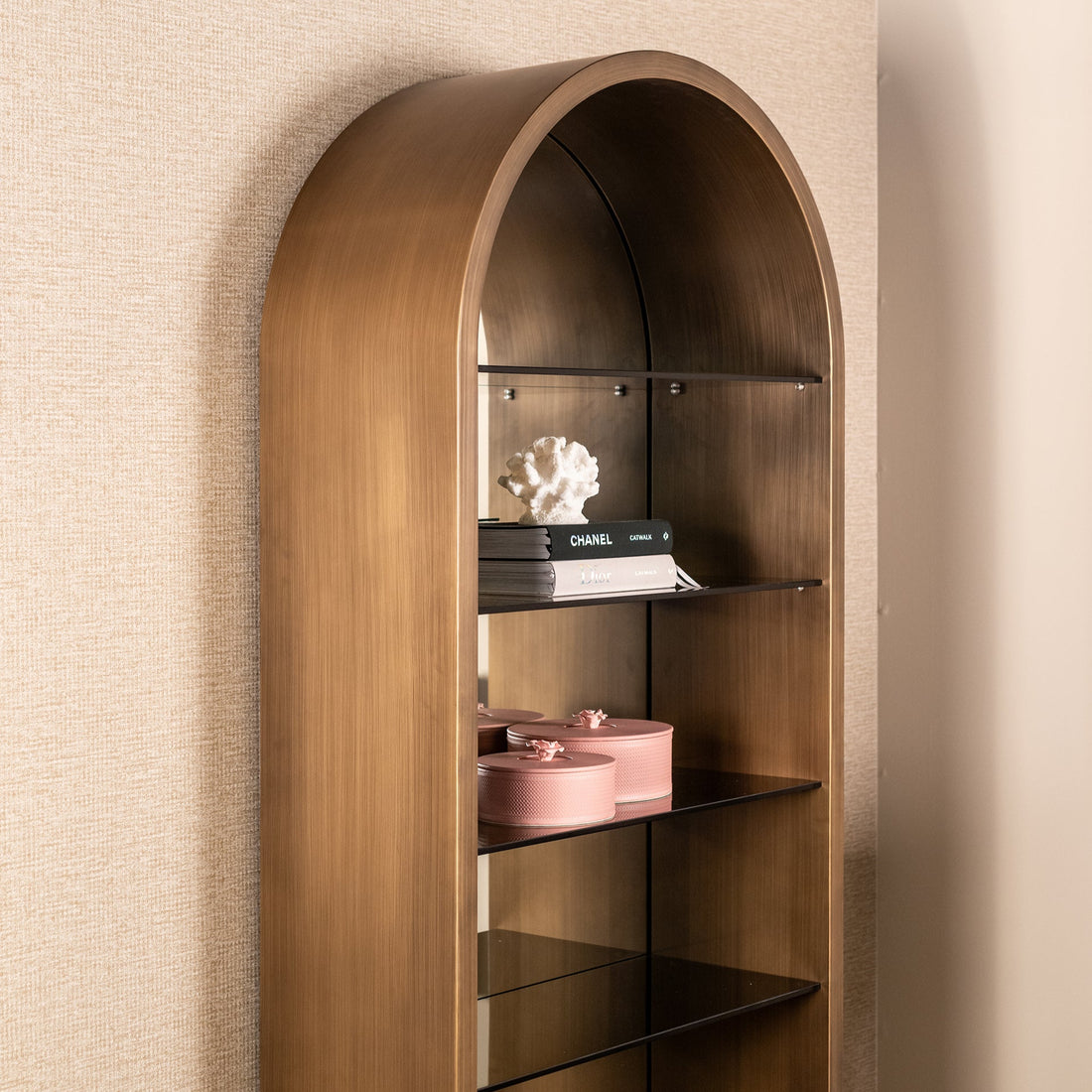 Richmond Interiors Wandschrank Bowic (Brushed Gold) Offenes Regal Richmond Interiors