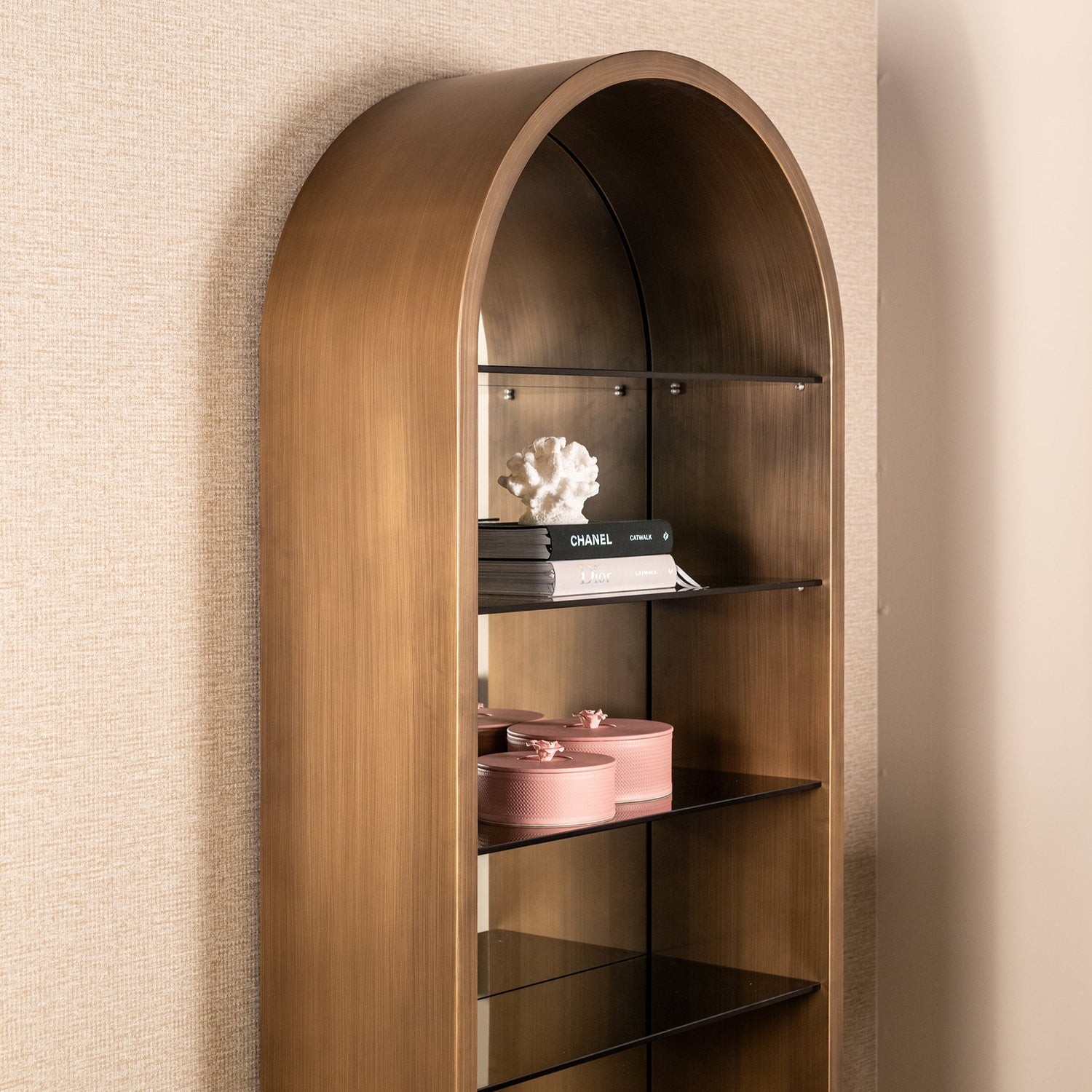 Richmond Interiors Wandschrank Bowic (Brushed Gold) Offenes Regal Richmond Interiors