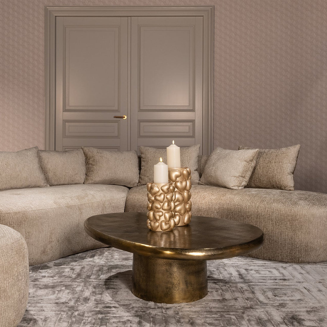 Richmond Interiors Couchtisch Pulitzer brushed gold Couchtisch oval Richmond Interiors