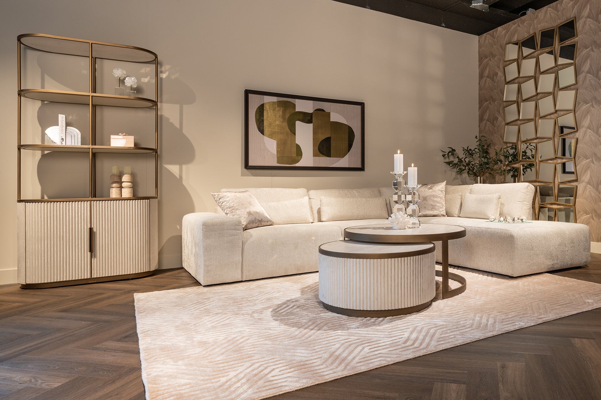 Richmond Interiors - Couch Lund 3 Sitzer + Ottomane rechts cream fusion 4-Sitzer Sofa Richmond Interiors
