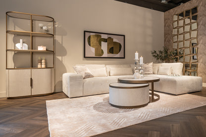 Richmond Interiors - Couch Lund 3 Sitzer + Ottomane rechts cream fusion 4-Sitzer Sofa Richmond Interiors