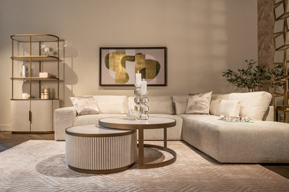 Richmond Interiors - Couch Lund 3 Sitzer + Ottomane rechts cream fusion 4-Sitzer Sofa Richmond Interiors