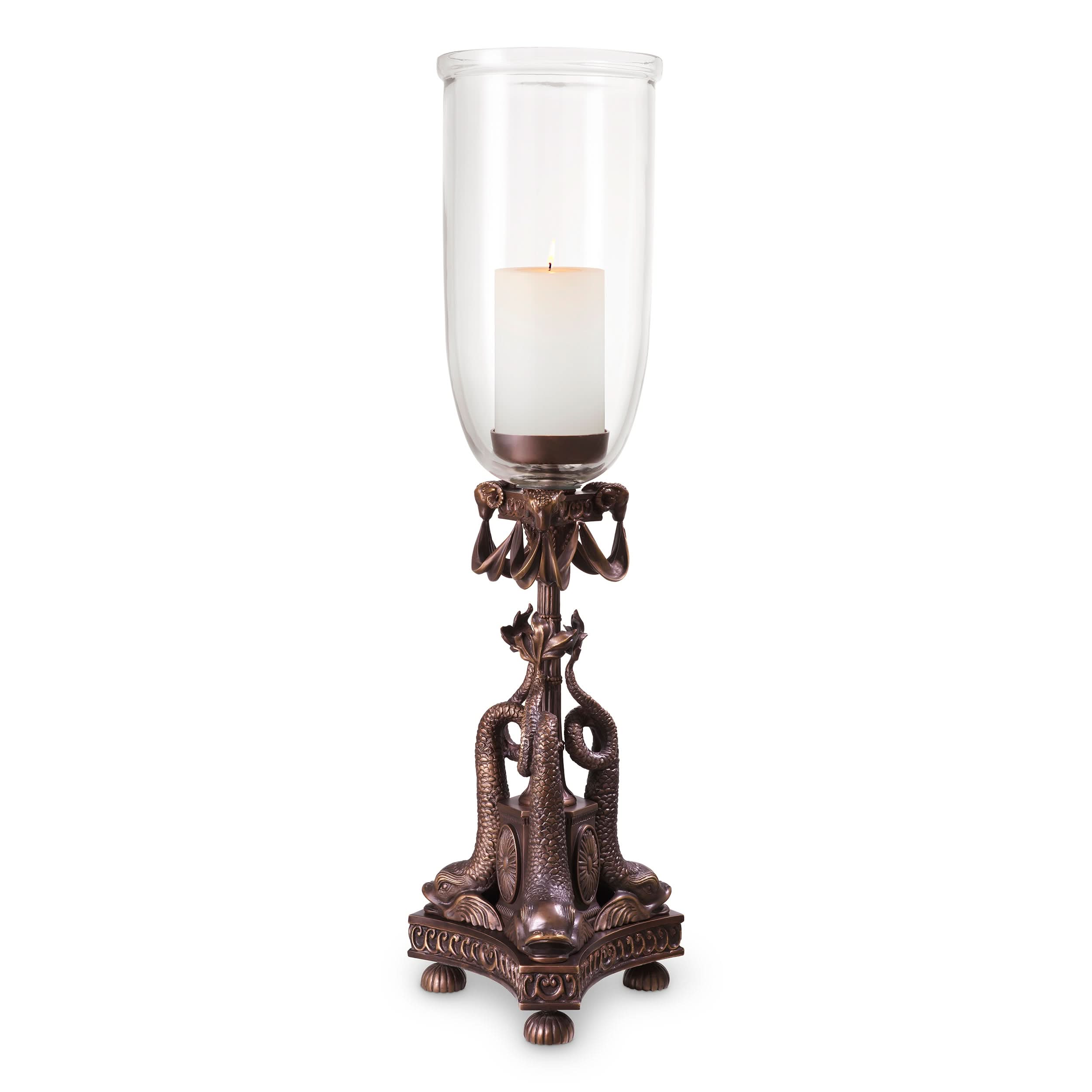 Eichholtz Hurricane Britannia – Bronze-Highlight-Finish | Klarglas Windlicht Eichholtz