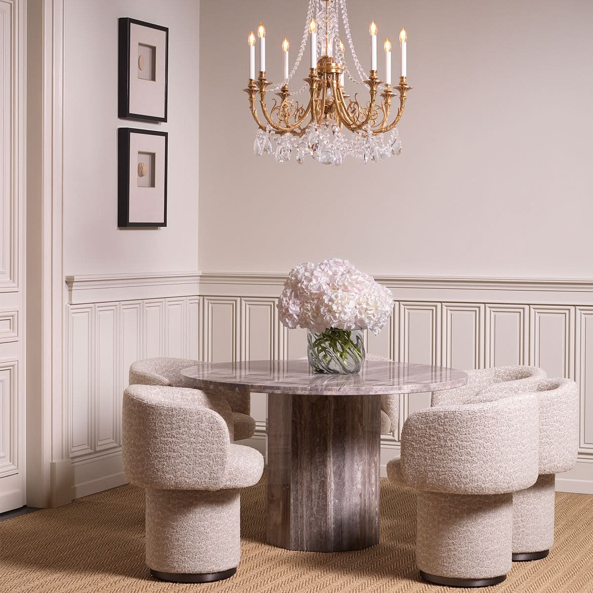 Eichholtz Esstisch Florence – Silver Travertine Esstisch rund Eichholtz