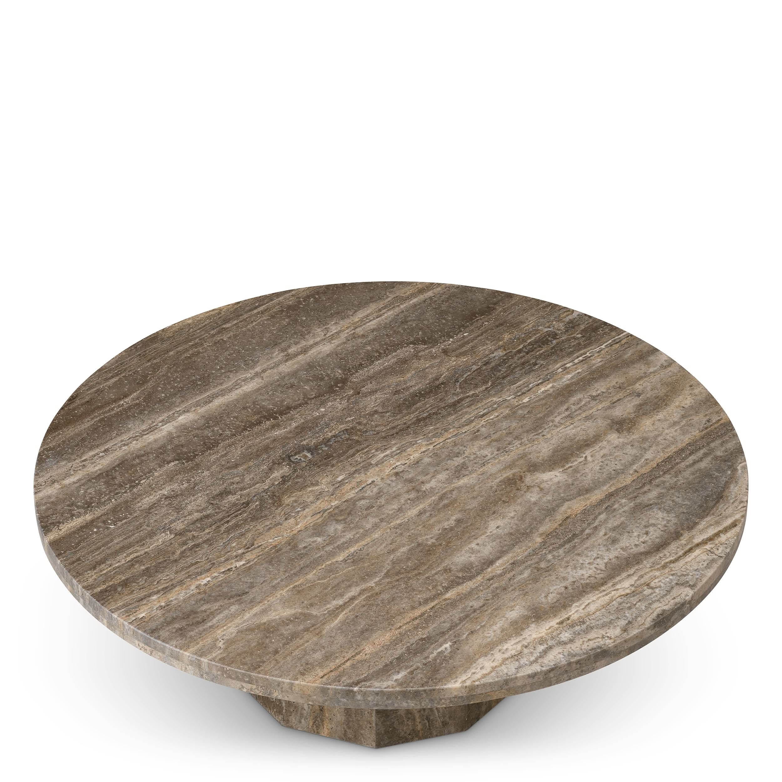 Eichholtz Couchtisch Florence – Silver Travertine Couchtisch rund Eichholtz