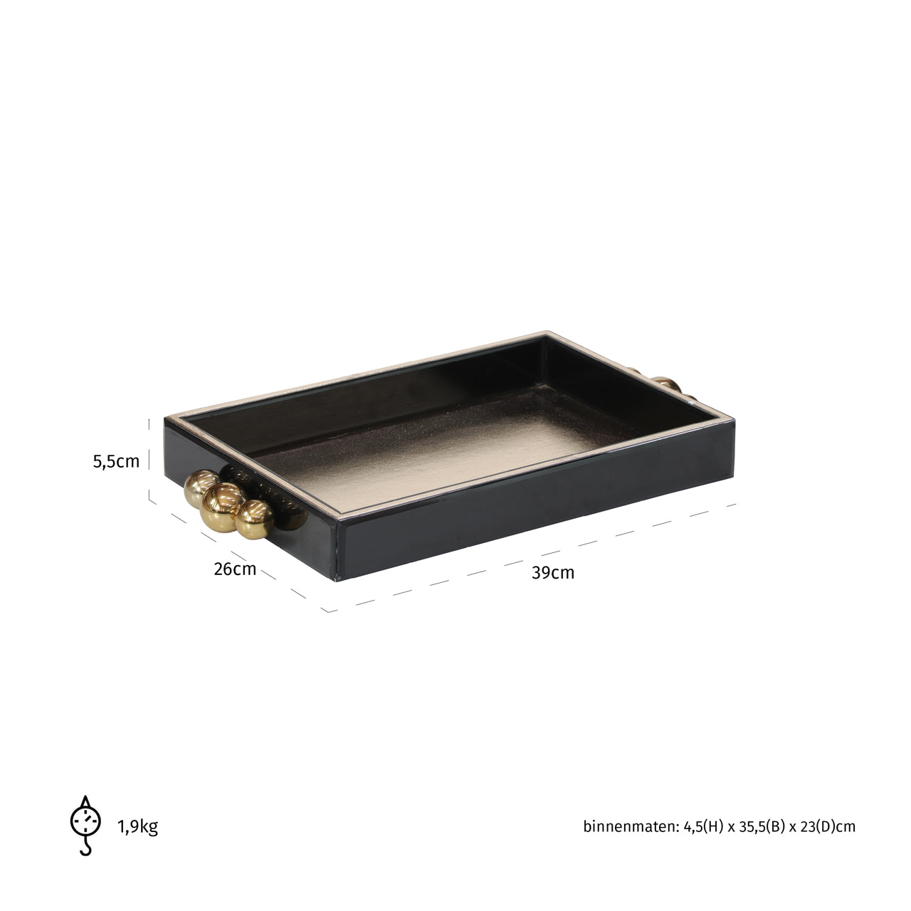 Richmond Interiors Tablett Liv black/gold