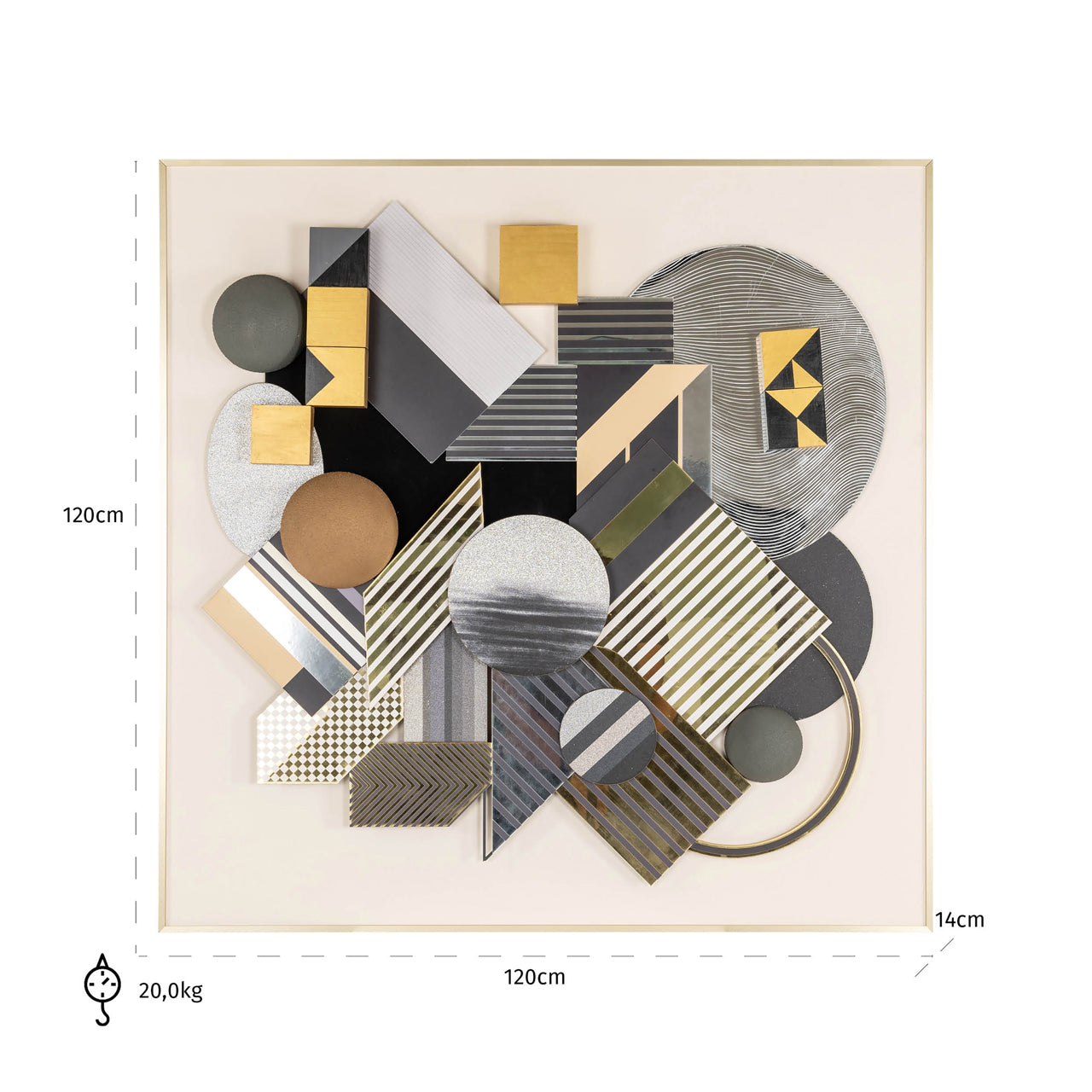 Richmond Interiors Wandkunst 3D Block black/gold Wandkunst Richmond Interiors