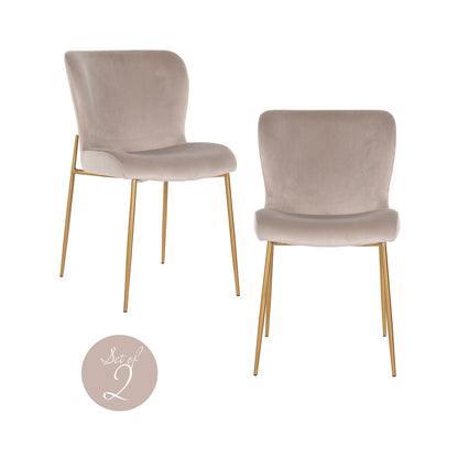 Richmond Interiors - 2er-Set Stuhl Odessa khakifarbener Samt / gebürstetes Gold (FR-Quartz 903 Khaki) Esszimmerstuhl Richmond Interiors