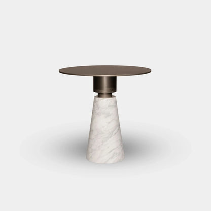 The Grand Collection SHANE Beistelltisch – Weißer Carrara-Marmor und Bronze Beistelltisch rund The Grand Collection