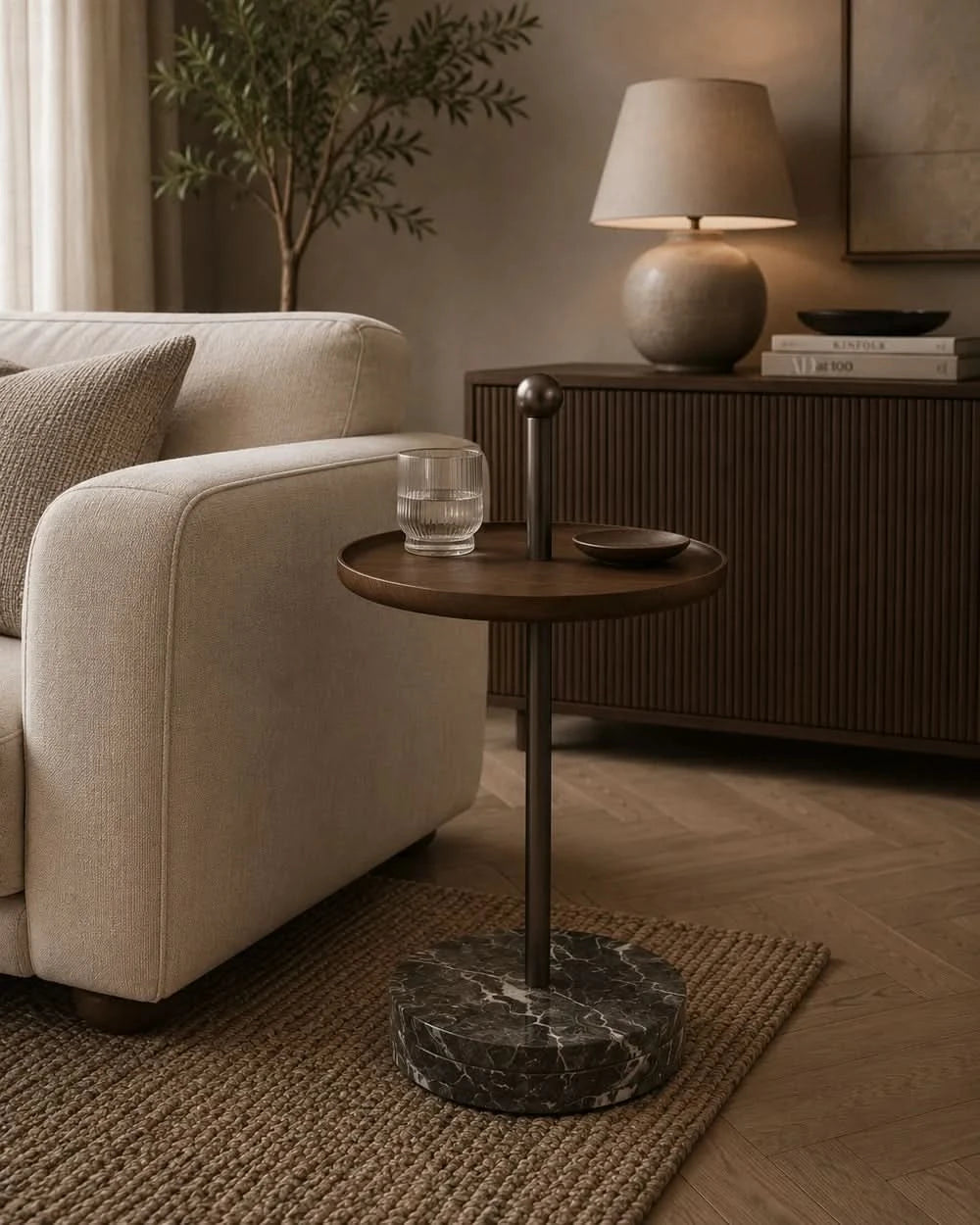 The Grand Collection BAGIO Beistelltisch – Marmor Bronze Beistelltisch rund The Grand Collection