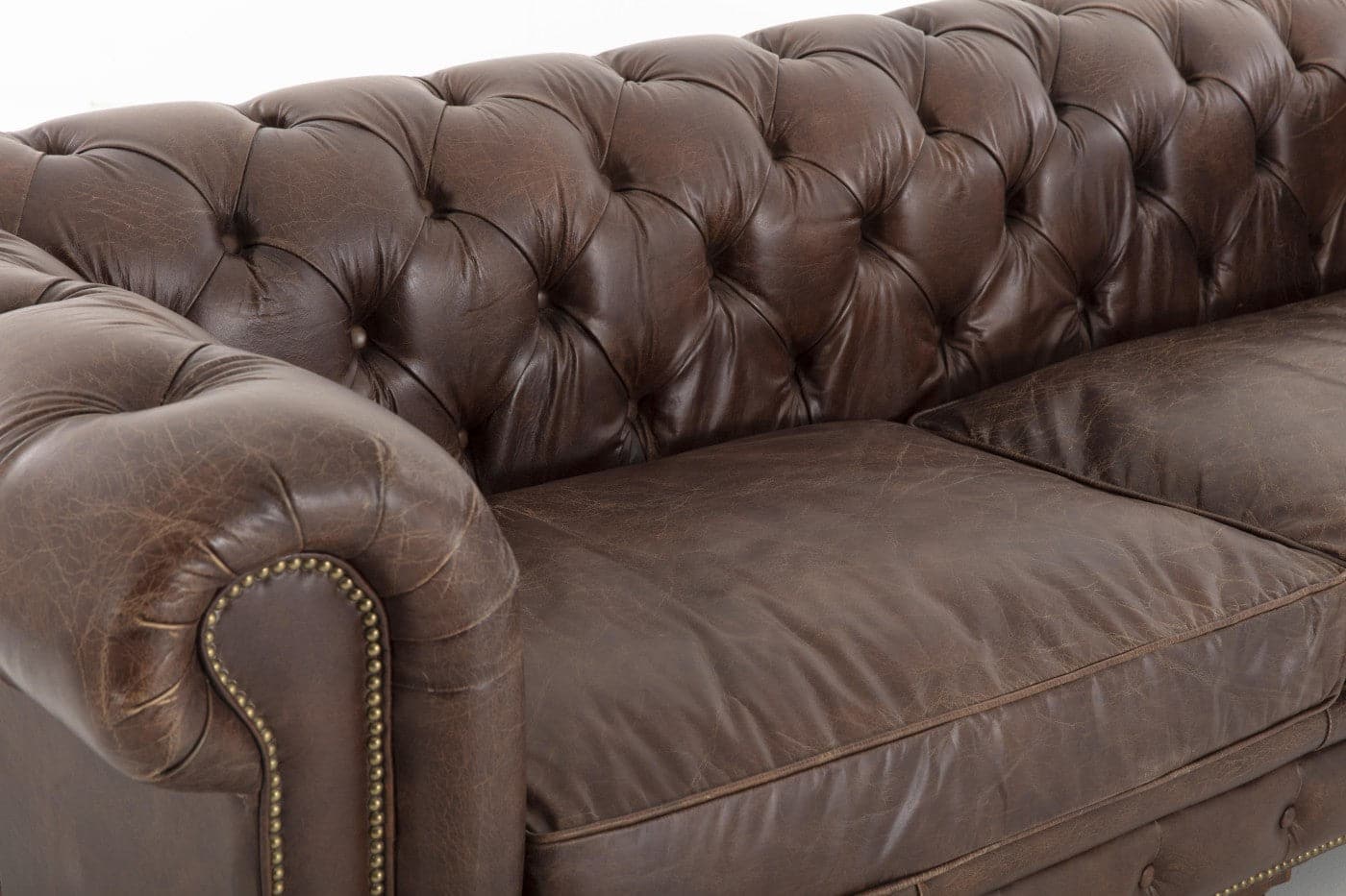 Flamant - EDINBURGH, Sofa, Chesterfield, leder, dunkelbraun, 3-Sitzer 3-Sitzer Sofa Flamant