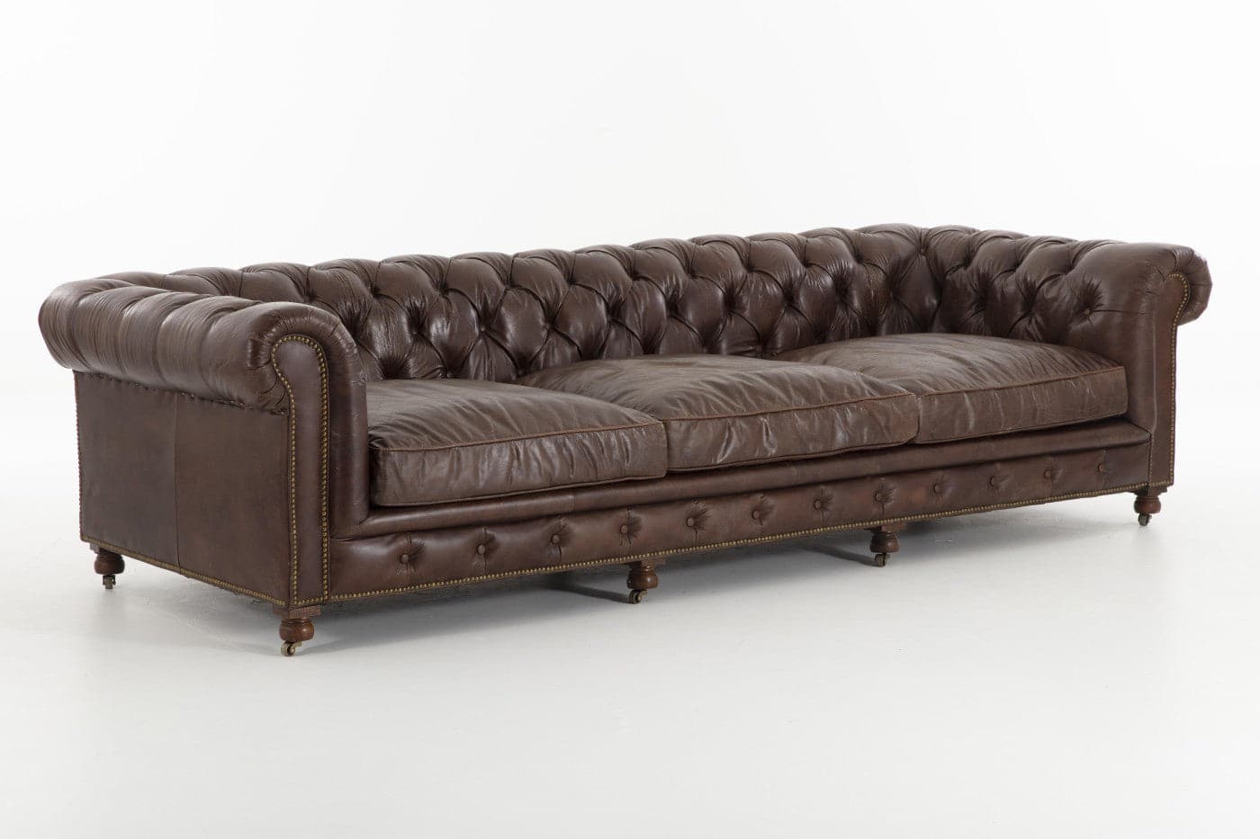 Flamant - EDINBURGH, Sofa, Chesterfield, Leder, dunkelbraun, 4-Sitzer 4-Sitzer Sofa Flamant