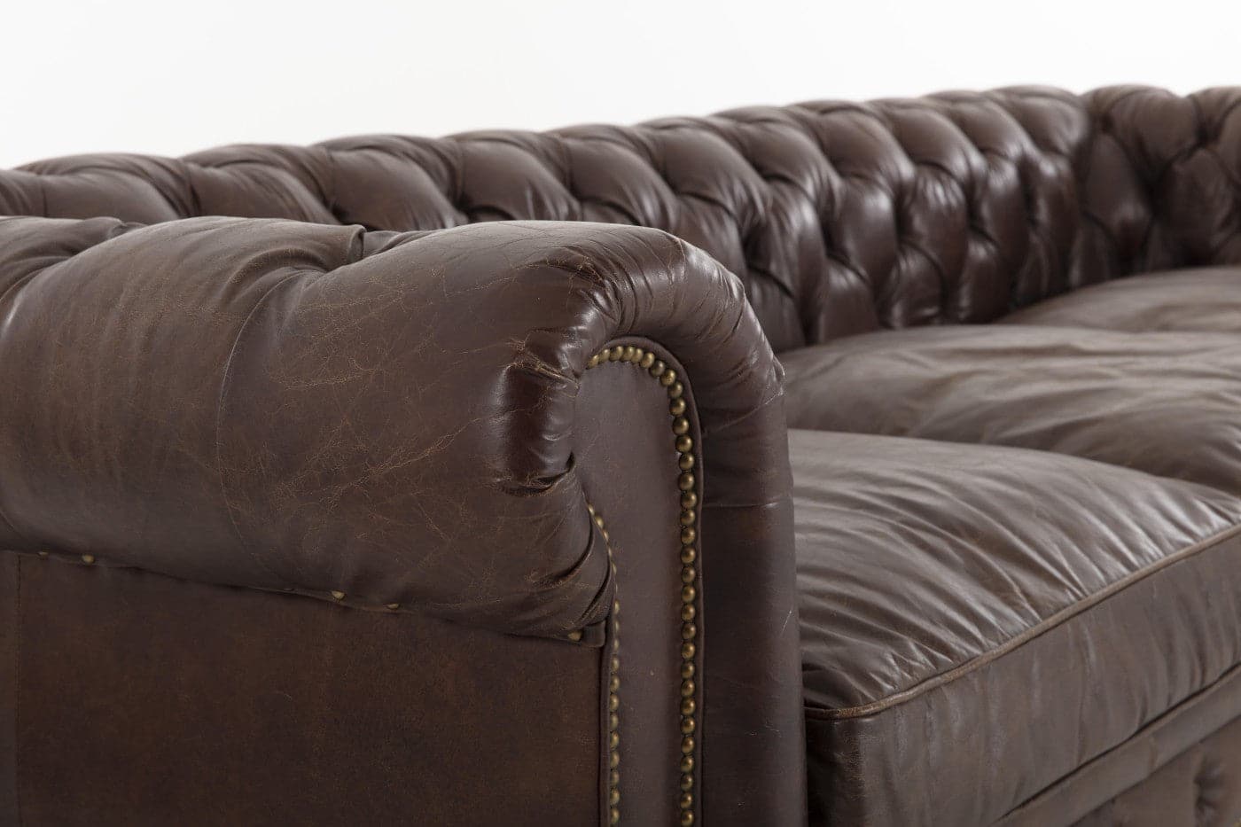 Flamant - EDINBURGH, Sofa, Chesterfield, Leder, dunkelbraun, 4-Sitzer 4-Sitzer Sofa Flamant