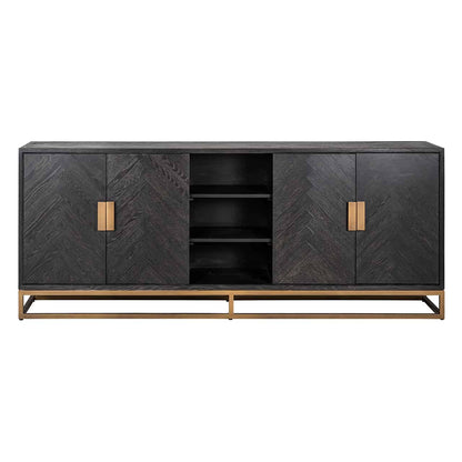 Richmond Interiors Sideboard Blackbone Messing 4-türig schwarz rustikal Sideboard Richmond Interiors