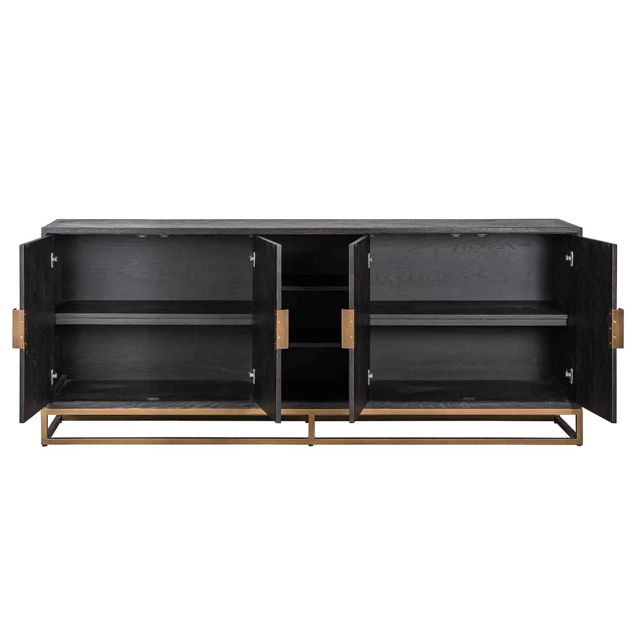 Richmond Interiors Sideboard Blackbone Messing 4-türig schwarz rustikal Sideboard Richmond Interiors