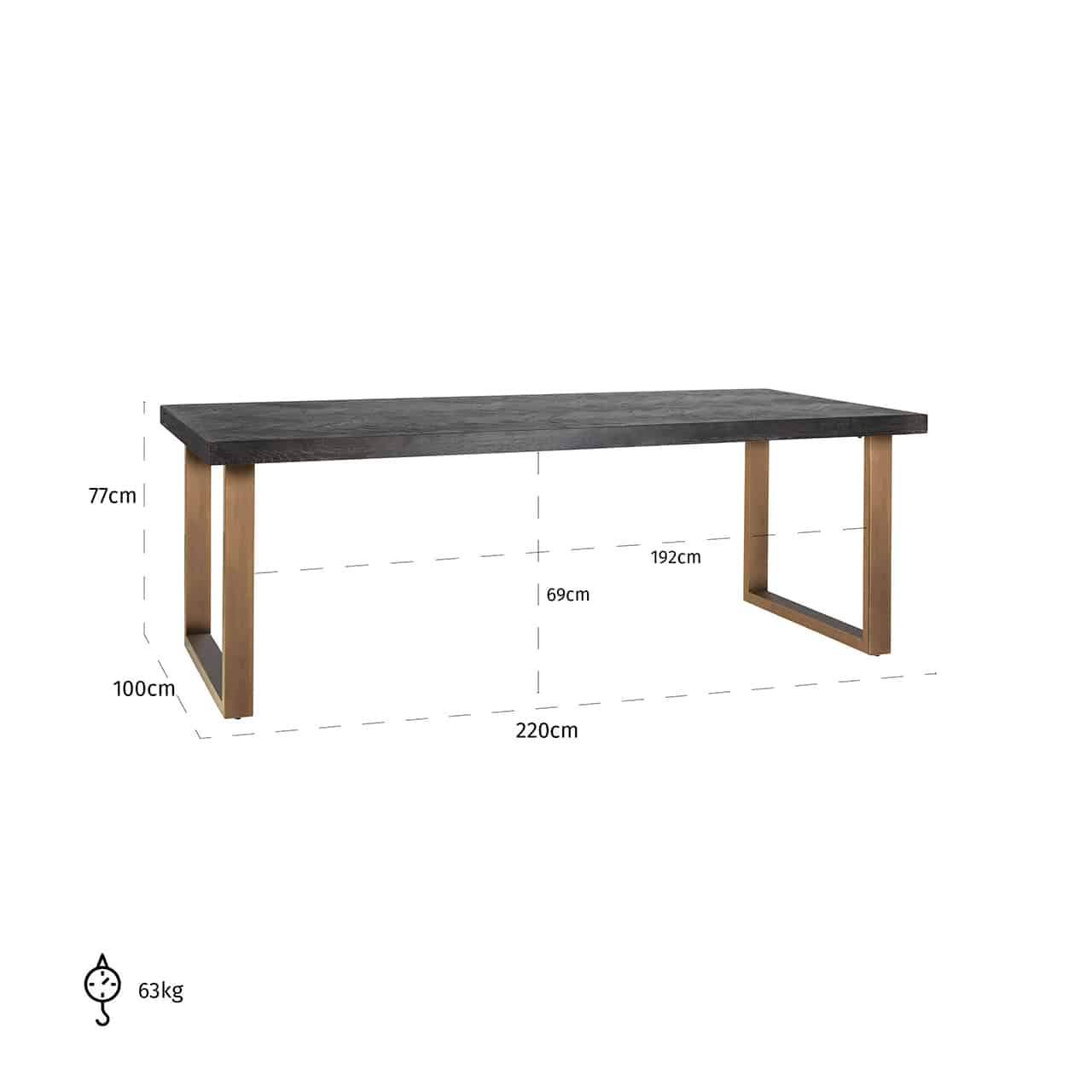 Richmond Interiors Esstisch Blackbone Messing 220cm Esstisch eckig Richmond Interiors