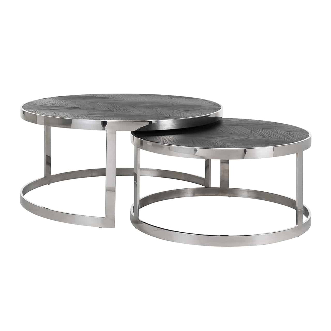 Richmond Interiors Couchtisch Blackbone Silber 2er Set schwarz rustikal Couchtisch-Set Richmond Interiors