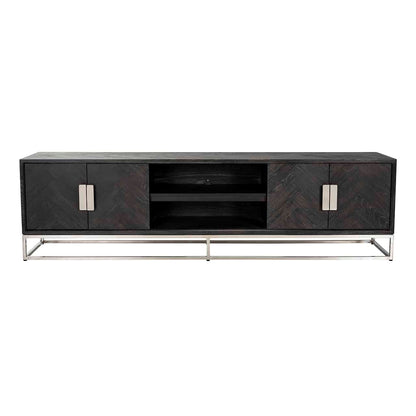 Richmond Interiors TV-Unit Blackbone silber 4-Türer 220 schwarz rustikal Fernsehkommode Richmond Interiors