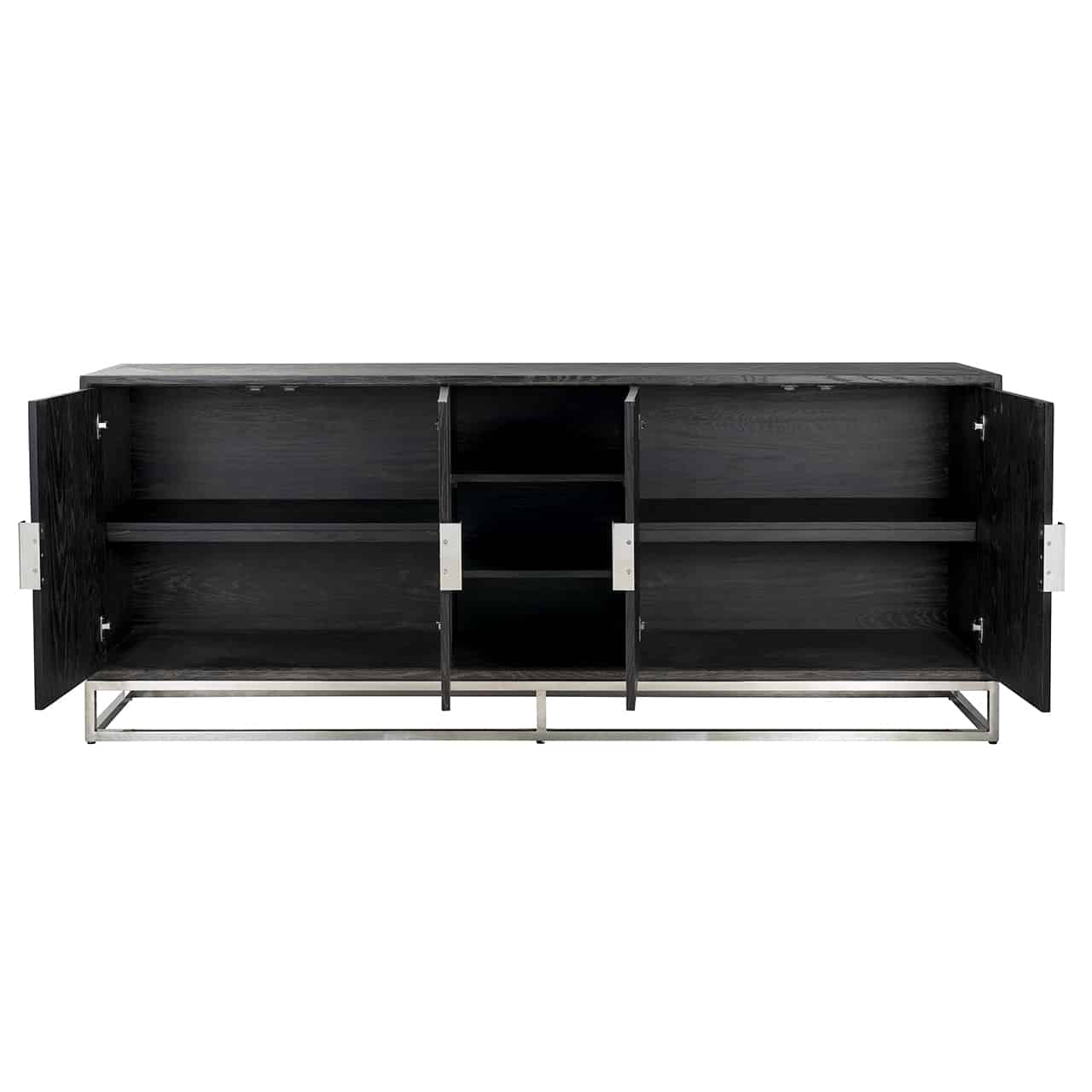 Richmond Interiors Sideboard Blackbone silber 4-türig schwarz rustikal Sideboard Richmond Interiors