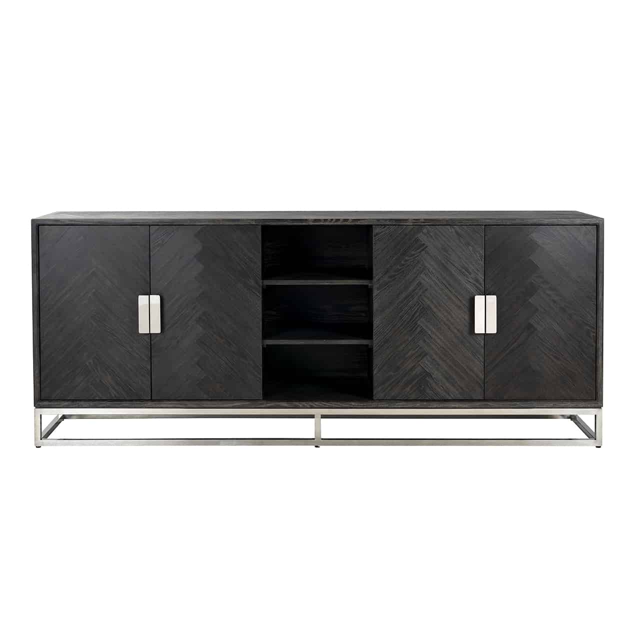 Richmond Interiors Sideboard Blackbone silber 4-türig schwarz rustikal Sideboard Richmond Interiors