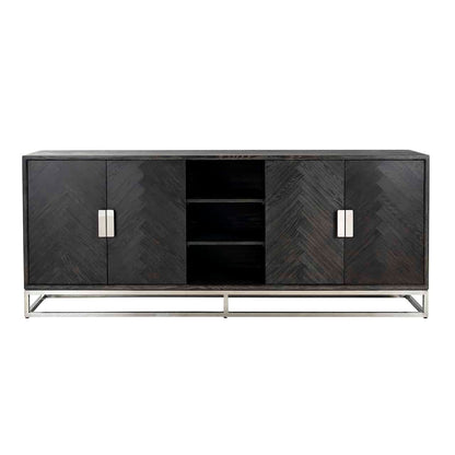 Richmond Interiors Sideboard Blackbone silber 4-türig schwarz rustikal Sideboard Richmond Interiors