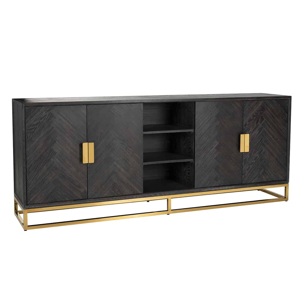 Richmond Interiors Sideboard Blackbone gold 4-türig schwarz rustikal Sideboard Richmond Interiors