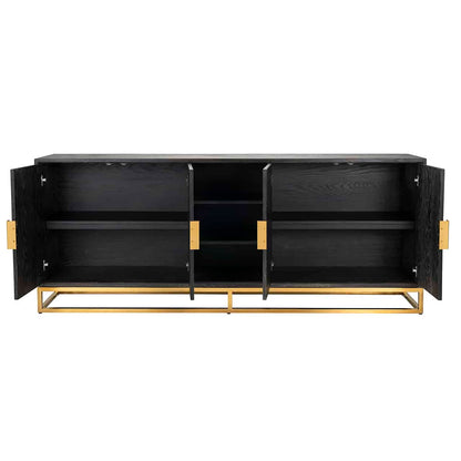 Richmond Interiors Sideboard Blackbone gold 4-türig schwarz rustikal Sideboard Richmond Interiors